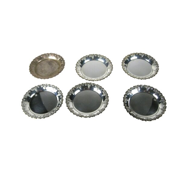 S Metall Set Of 6 Vintage Silver Plated Coasters Grape Sweden Vintage - Picture 2 of 10